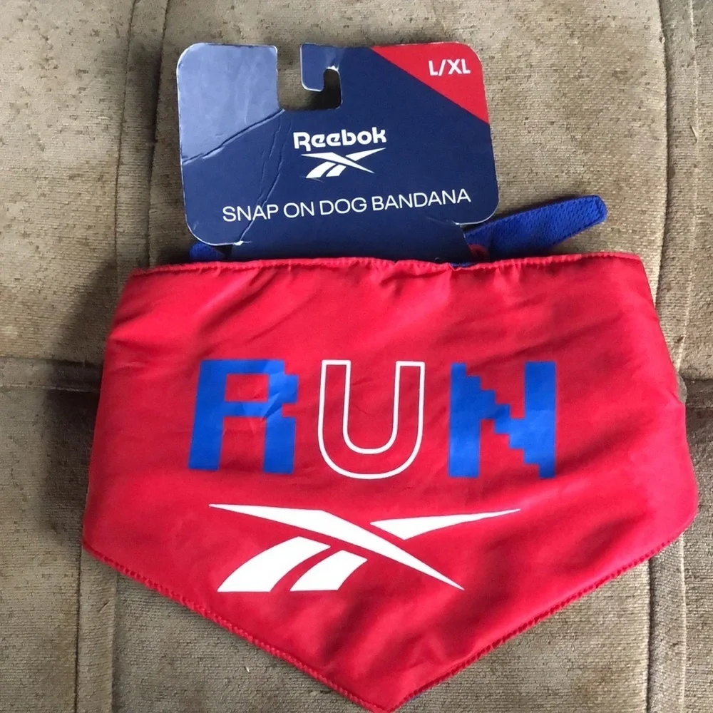 NWT Reebok Red RUN Dog Snap on Bandana L XL